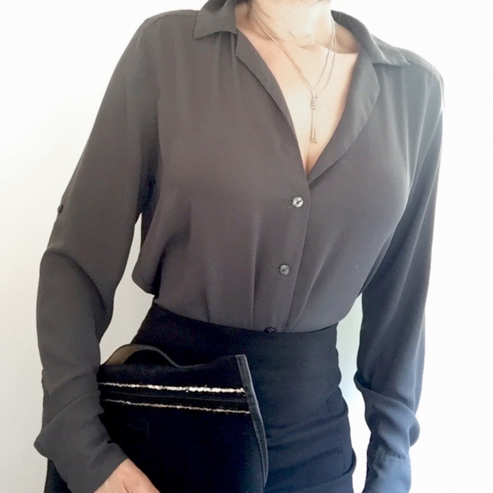 Express Gray Button-Down Shirt